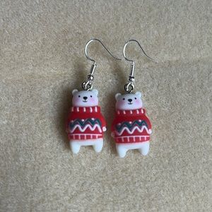 *3 for $20* Holiday Polar Bear in Sweater Earrings